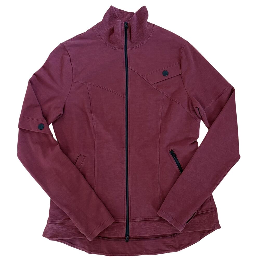 CABI Training Jacket Size Medium | Burgundy Red Zip-Up Thumb Hole Athletic